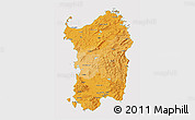 Political Shades 3D Map of Sardegna, cropped outside