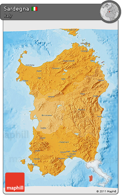 Political Shades 3D Map of Sardegna