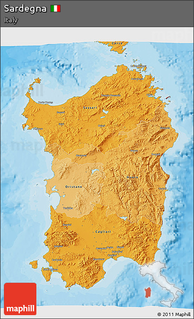 Political Shades 3D Map of Sardegna