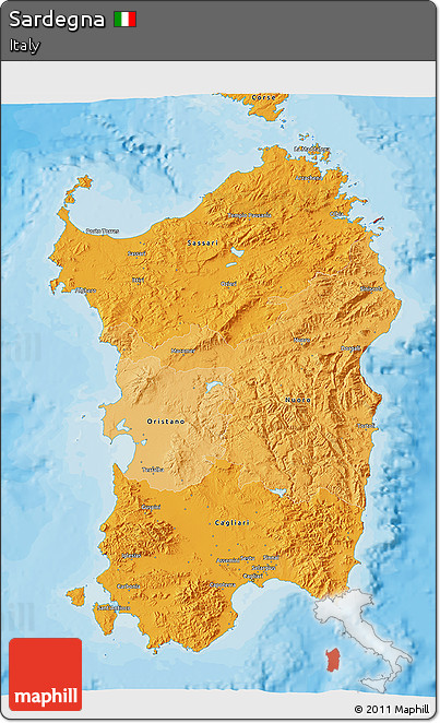Political Shades 3D Map of Sardegna