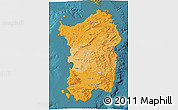 Political Shades 3D Map of Sardegna, satellite outside