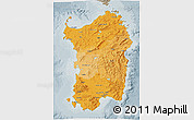 Political Shades 3D Map of Sardegna, semi-desaturated