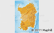 Political Shades 3D Map of Sardegna, shaded relief outside