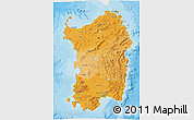 Political Shades 3D Map of Sardegna, single color outside