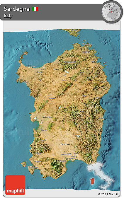 Satellite 3D Map of Sardegna