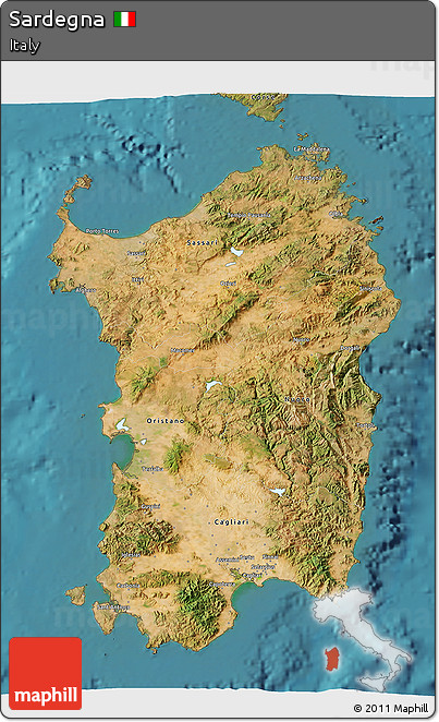 Satellite 3D Map of Sardegna