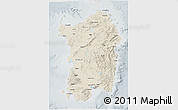 Shaded Relief 3D Map of Sardegna, lighten, semi-desaturated