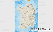Shaded Relief 3D Map of Sardegna, political shades outside