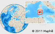 Shaded Relief Location Map of Cagliari