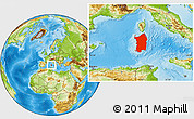 Physical Location Map of Sardegna