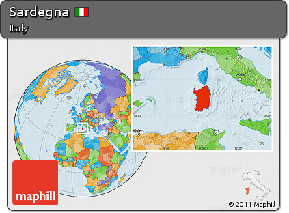 Political Location Map of Sardegna