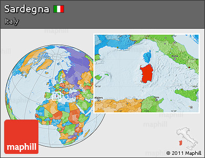 Political Location Map of Sardegna