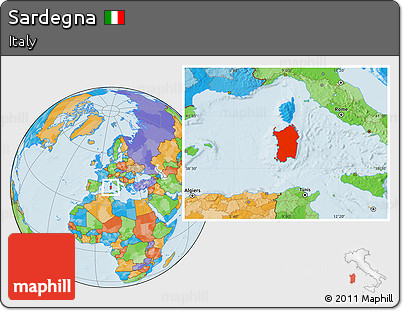 Political Location Map of Sardegna