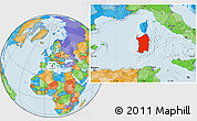 Political Location Map of Sardegna