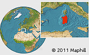 Satellite Location Map of Sardegna