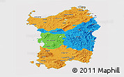 Political Panoramic Map of Sardegna, cropped outside