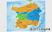 Political Panoramic Map of Sardegna, physical outside