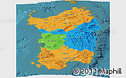 Political Panoramic Map of Sardegna, satellite outside