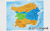 Political Panoramic Map of Sardegna, single color outside