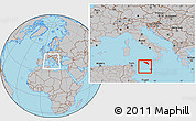 Gray Location Map of Agrigento, within the entire country