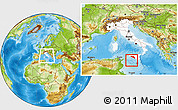 Physical Location Map of Agrigento, highlighted country, within the entire country