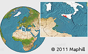 Satellite Location Map of Agrigento, highlighted country