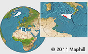 Satellite Location Map of Agrigento, highlighted parent region