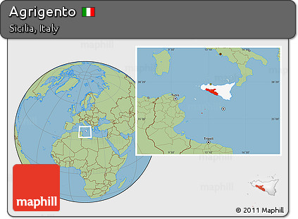 Savanna Style Location Map of Agrigento, highlighted parent region