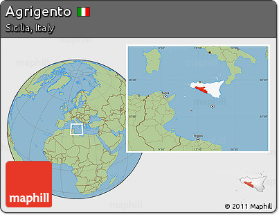 Savanna Style Location Map of Agrigento, highlighted parent region