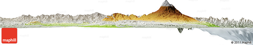 Physical Horizon Map of Catania, lighten, semi-desaturated