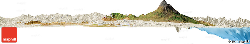 Satellite Horizon Map of Catania, shaded relief outside