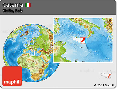 Physical Location Map of Catania, highlighted parent region
