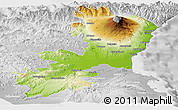 Physical Panoramic Map of Catania, lighten, desaturated