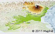 Physical Panoramic Map of Catania, lighten