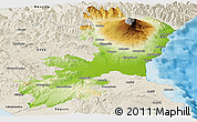 Physical Panoramic Map of Catania, shaded relief outside