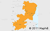 Political Simple Map of Catania, single color outside, borders and labels
