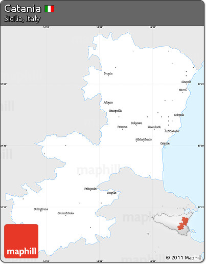 Silver Style Simple Map of Catania, single color outside