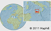 Savanna Style Location Map of Palermo, hill shading