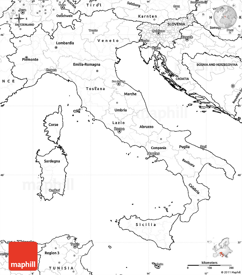 Printable Map Of Italy With Regions Blank Simple Map Of Italy