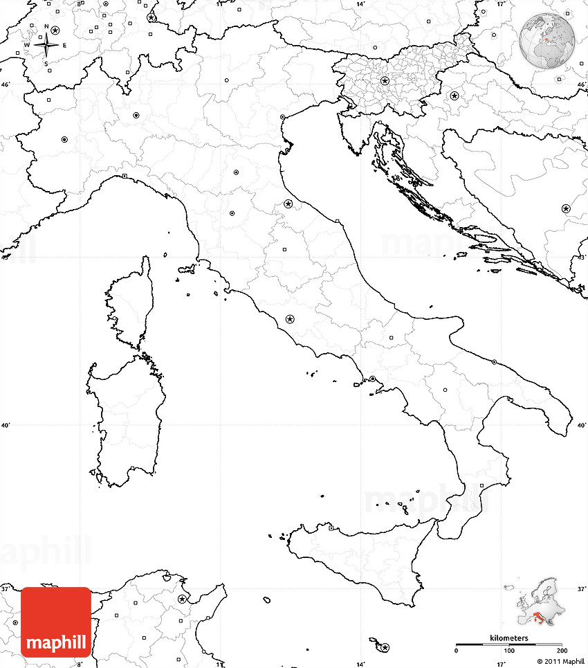 italy map black and white