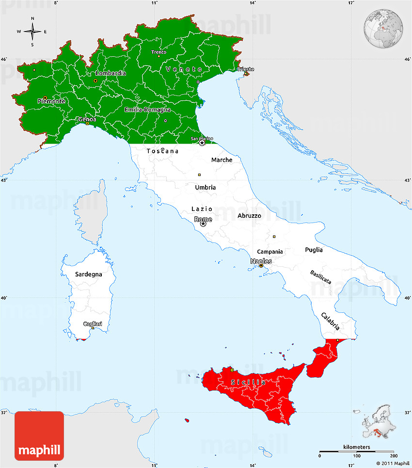 italian map flag