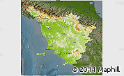 Physical 3D Map of Toscana, darken