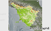 Physical 3D Map of Toscana, darken, semi-desaturated