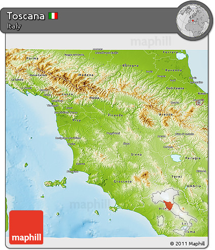 Physical 3D Map of Toscana
