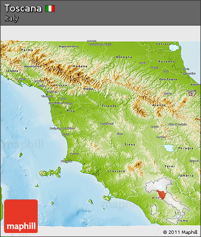 Physical 3D Map of Toscana