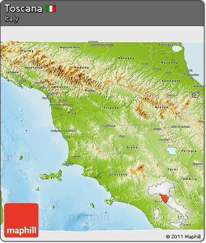 Physical 3D Map of Toscana
