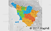 Political 3D Map of Toscana, lighten, desaturated