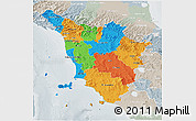 Political 3D Map of Toscana, lighten, semi-desaturated