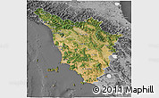 Satellite 3D Map of Toscana, desaturated