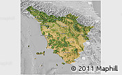Satellite 3D Map of Toscana, lighten, desaturated
